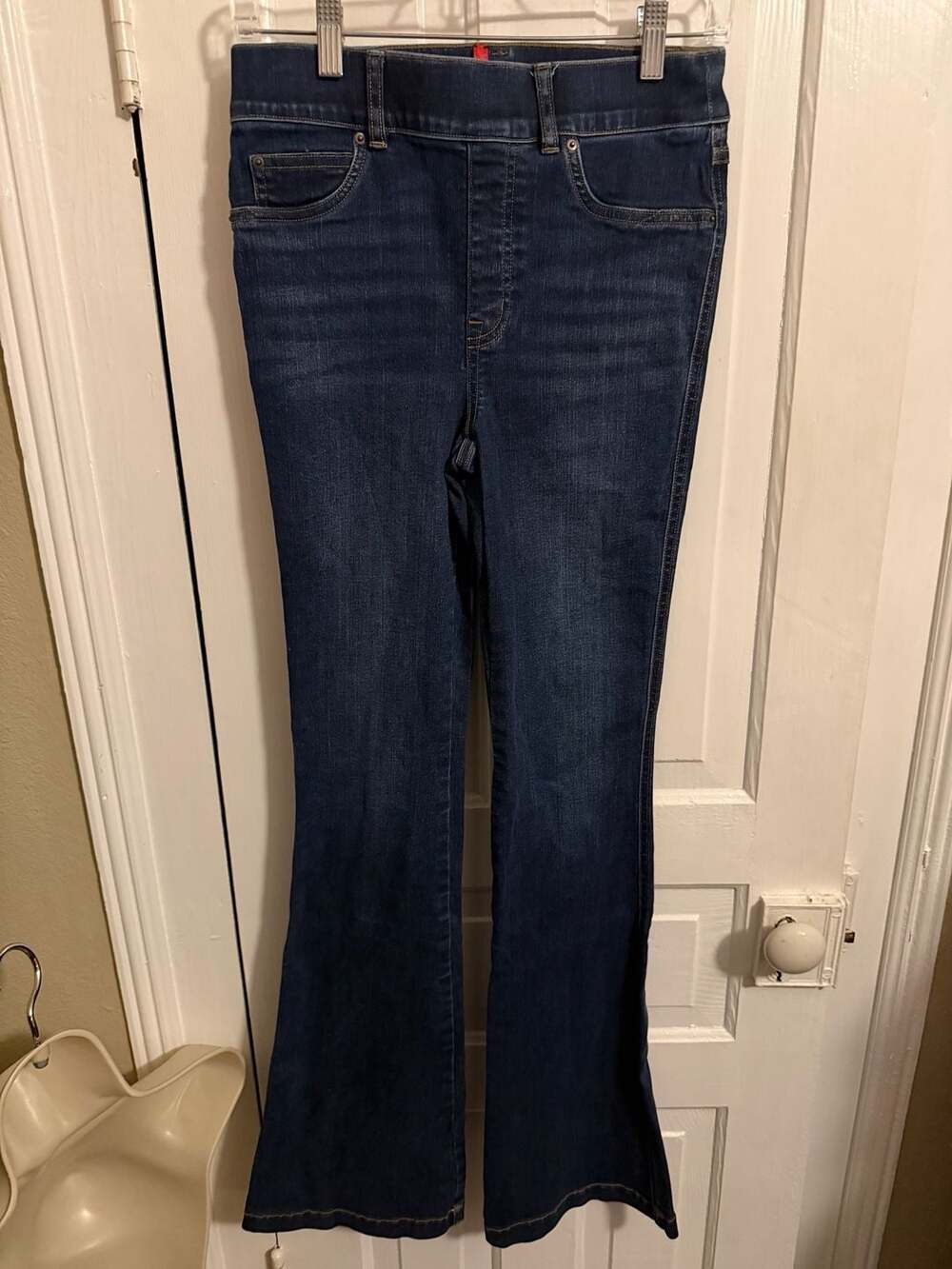 SPANX Flare Jeans Size Small Dark Wash Pull On Shaping - Picture 2 of 9